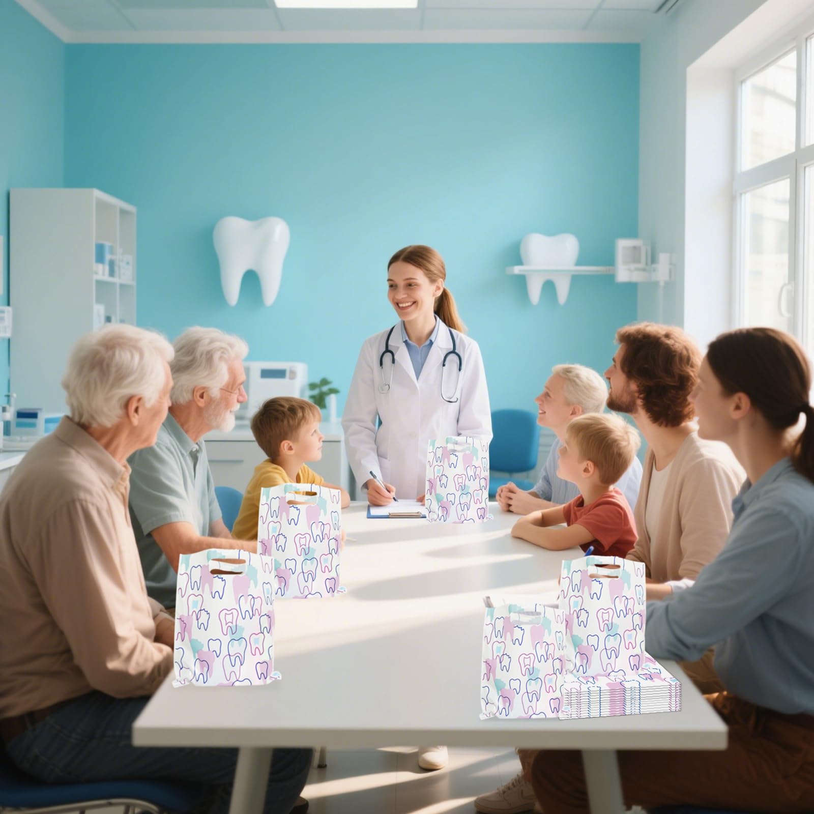 Bolsas dentales con asas 8.3 x 9.5 pulgadas paquete de 50 para pacientes dentistas clínica
