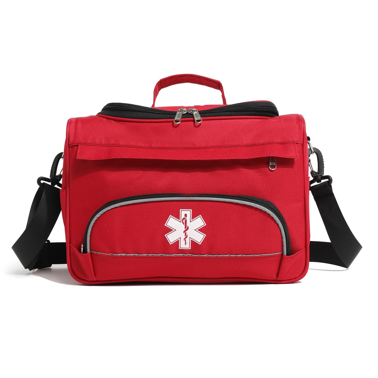 Empty Red First Responder Bag On Call Trauma Bag EMT First Aid Carrier for Paramedics and Emergency Medical