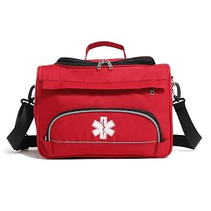 Empty Red First Responder Bag On Call Trauma Bag EMT First Aid Carrier for Paramedics and Emergency Medical