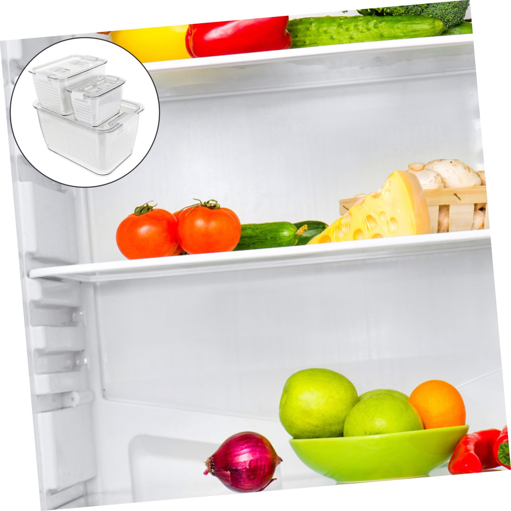 VICASKY Lebensmittelbox mit Deckel für Küche und Restaurant Frischebox aus Pet und Pp mit Ablaufsieb und Griffdesign Luftdicht Verschließbar und Frischhaltend