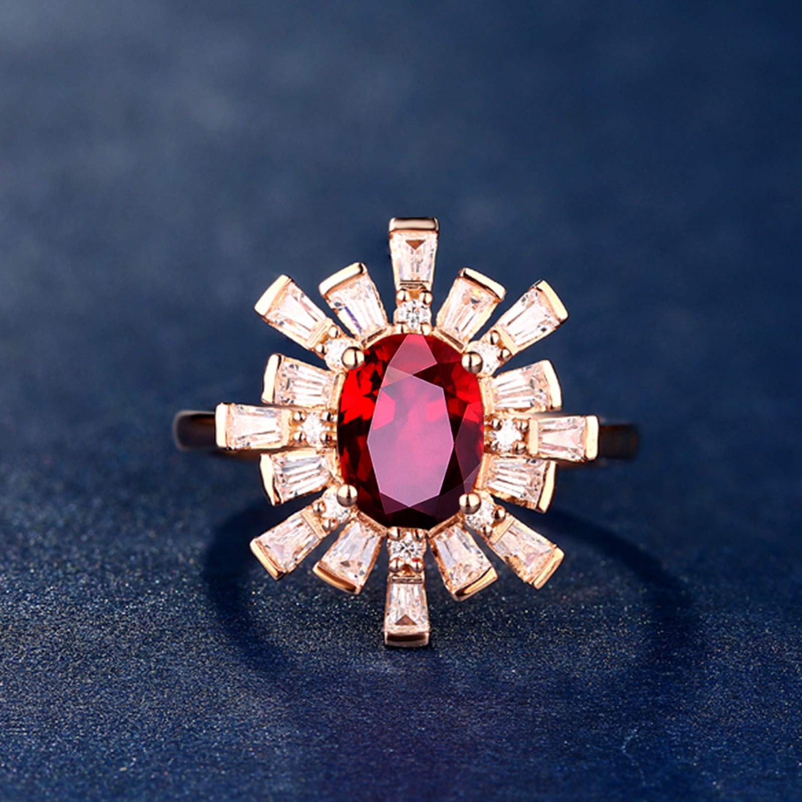 Beydodo Pierścionki ślubne złoto 18 K z diamentowym kwiatem z owalnym rubin 0,99/1,2 ct pierścionki zaręczynowe dla kobiet e 18 karatów (750) czerwone złoto, 61 (19,4), colore: 1.2ct, cod. TLLWGZ3707