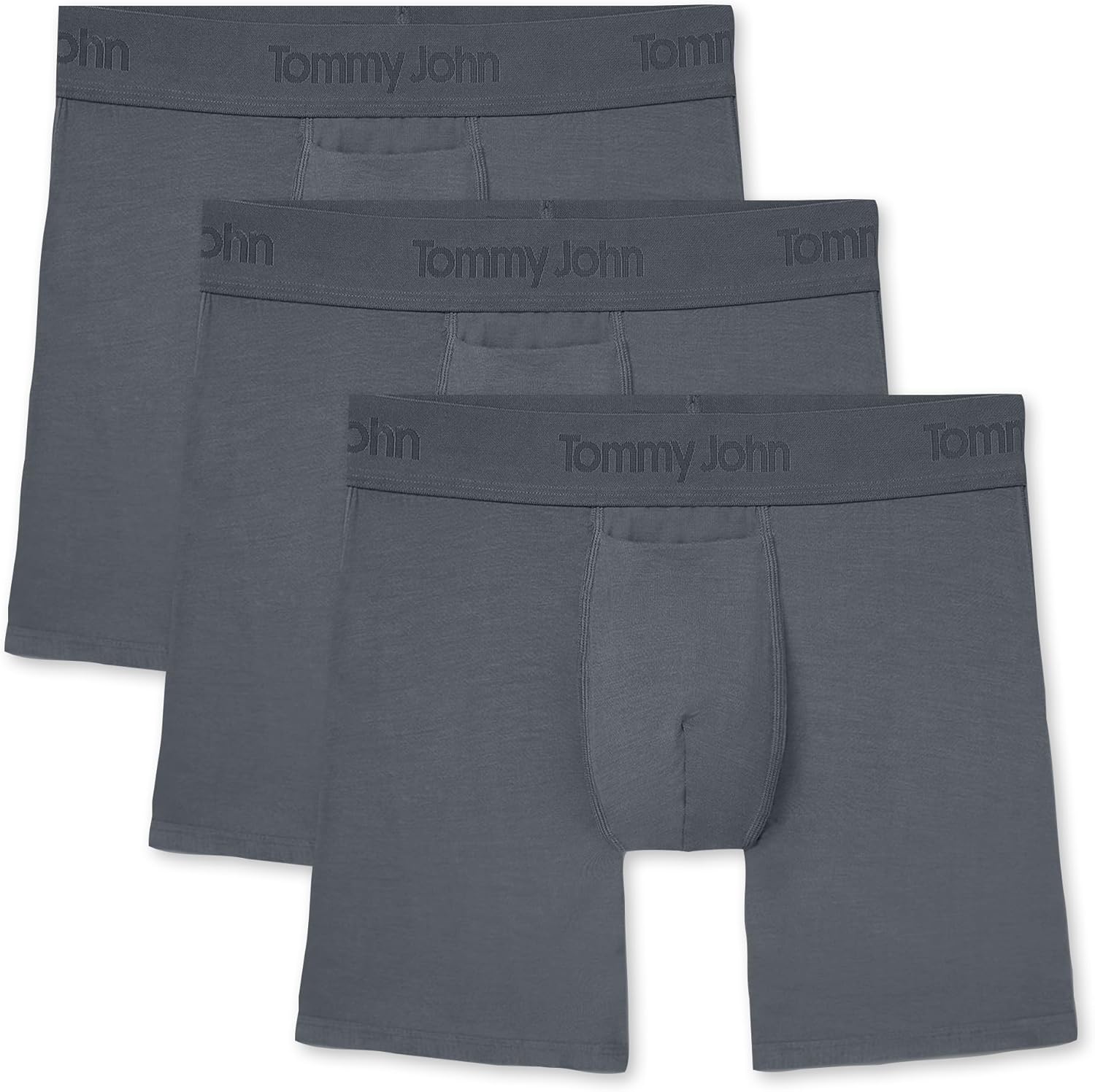Tommy John Men's Mid-Length Boxer Briefs - Second Skin Fabric - 6" Inseam, Underwear with Contour Pouch and Quick Draw Fly