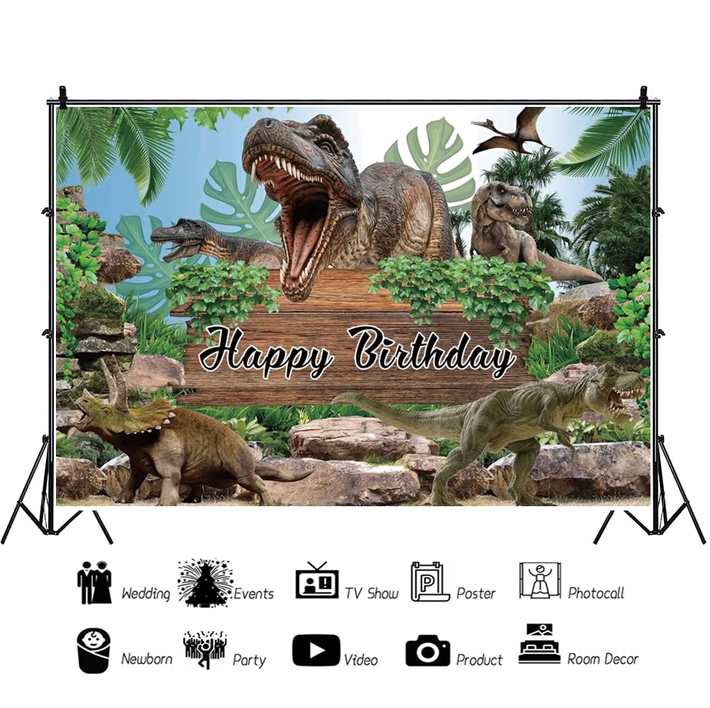 2,2x1,5m Sfondo per dinosauri selvatici Dinosauro tavola di legno sfondo di pietra Baule o dolcetto Giurassico Dinosauro Giungla Natura sfondo fotografico Bambini Ritratti Foto Puntelli
