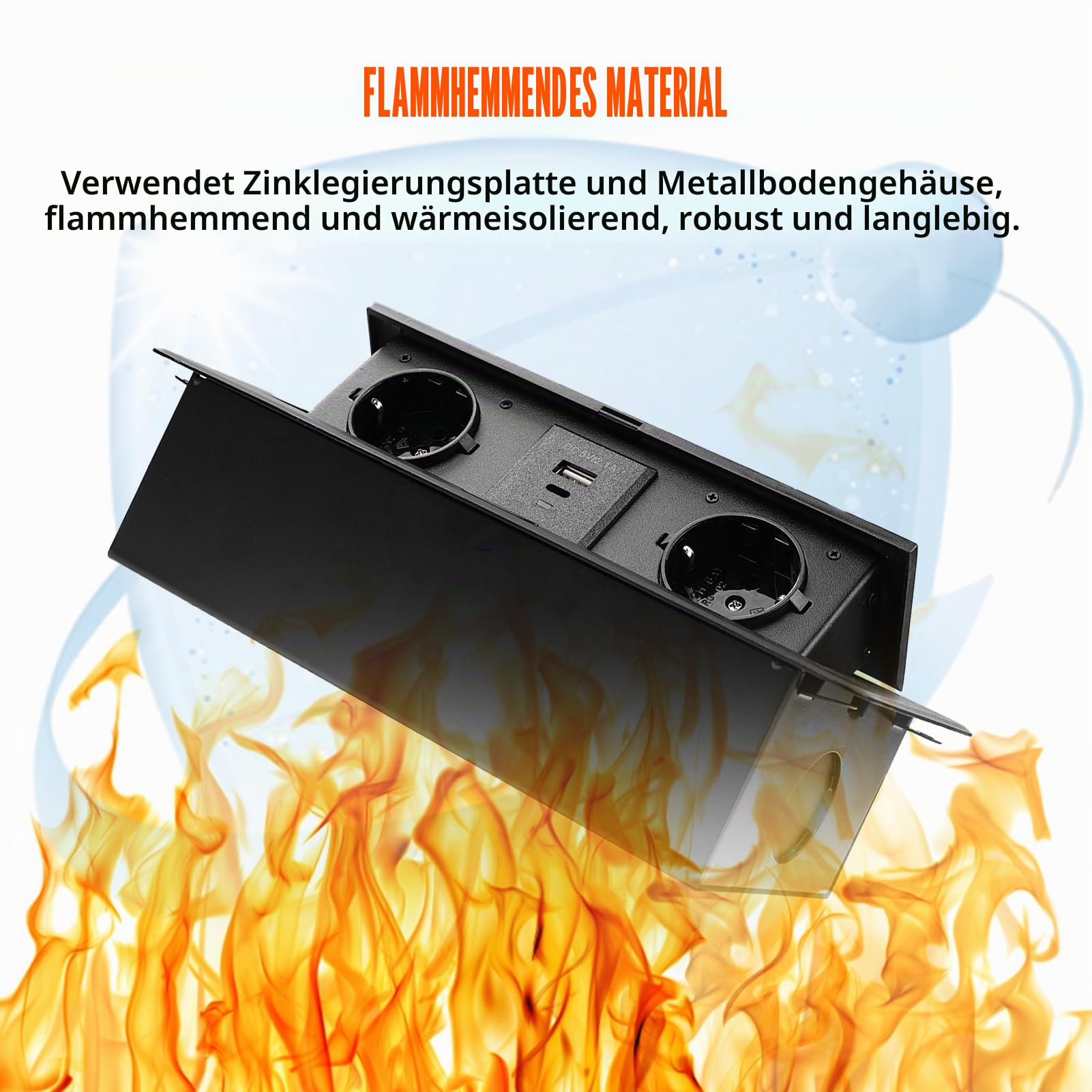 Buyweek Steckdosenleiste Versenkbar mit USB und Type-C Anschlüssen 18W Schnellladung Versenkbare Steckdose Schwarz Einbausteckdose Tischsteckdose mit 1,8m Netzkabel für Werkbank, Küche, Büro