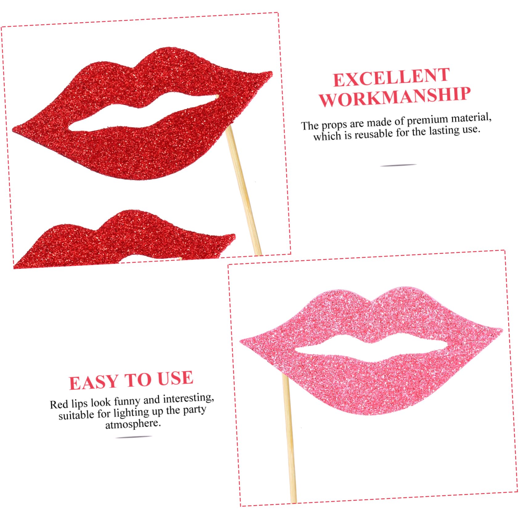 ULTECHNOVO 3 Sätze Teiliges Lippen Photo Prop Aus Glitzerndem Papier Kreative Handheld Requisiten Für Fotokabinen Für Hochzeiten Geburtstage Partys Und Festliche Dekorationen 40 Stück * 3
