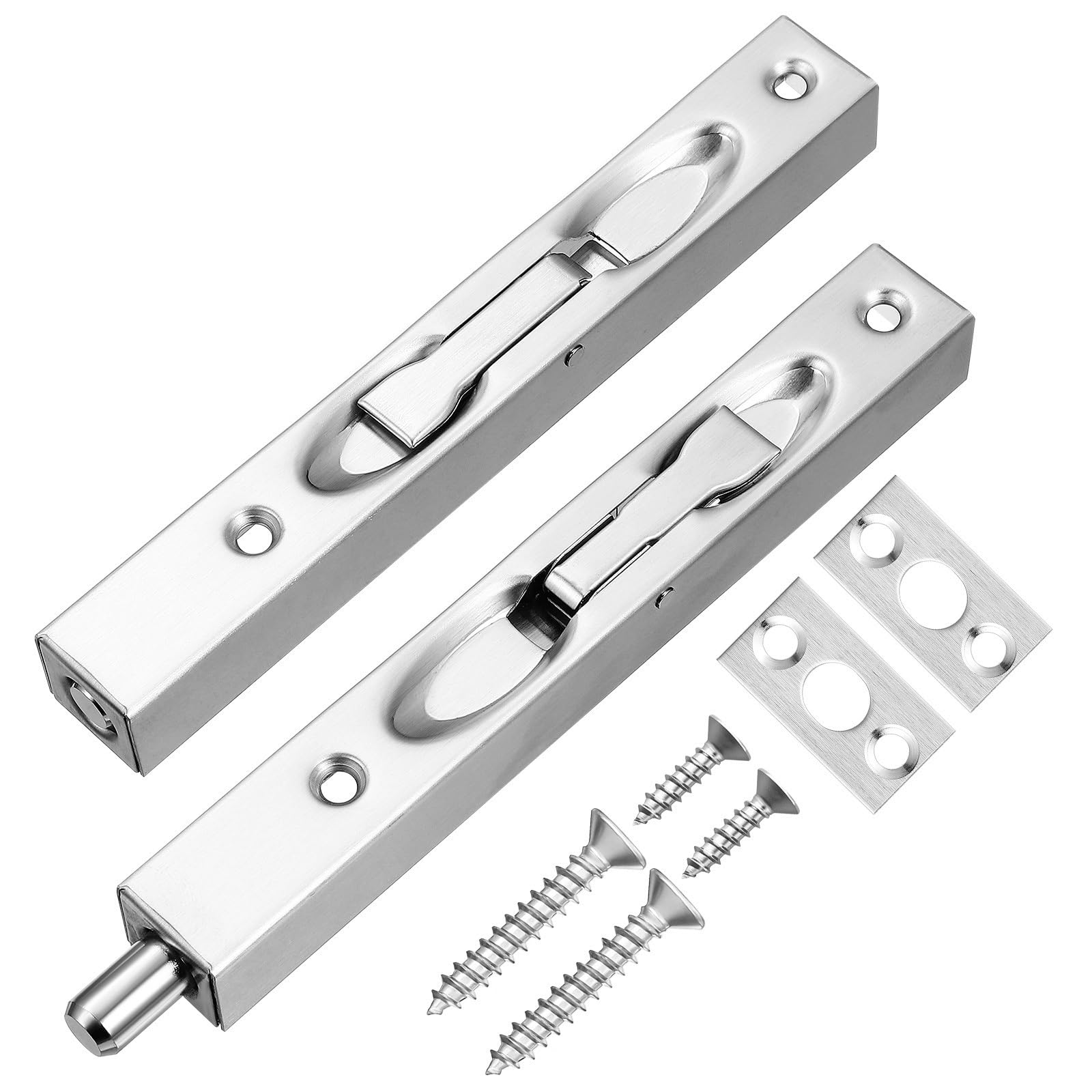 Flush Bolt for Double Door 4Sets Hidden Latch Double Door Locks for Doors Slide Lock Hardware Level Bolt Latches