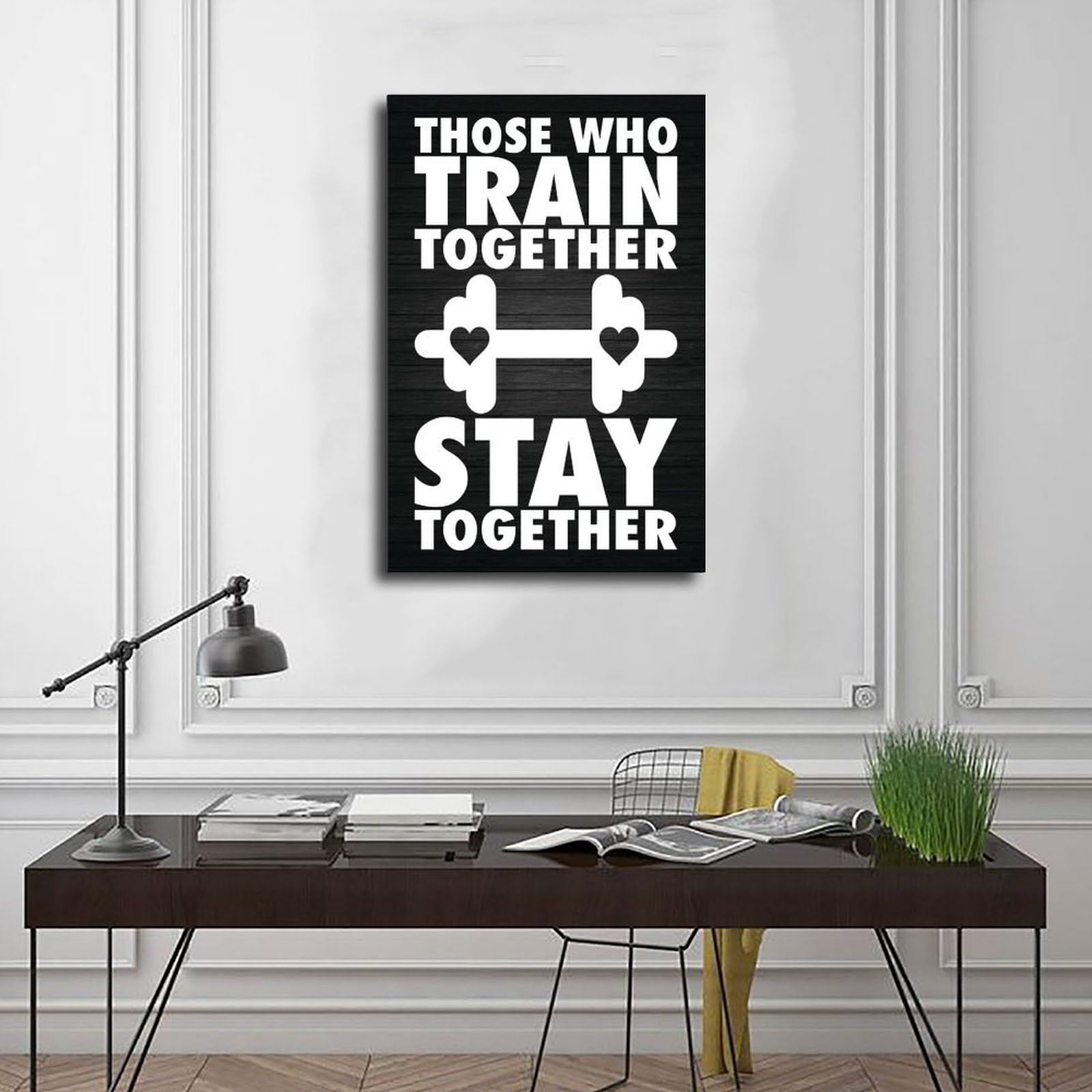 Póster motivacional con texto en inglés "Train Together Stay Motivational", arte de pared para gimnasio, hogar, estudio, oficina, decoración de 50 x 75 cm