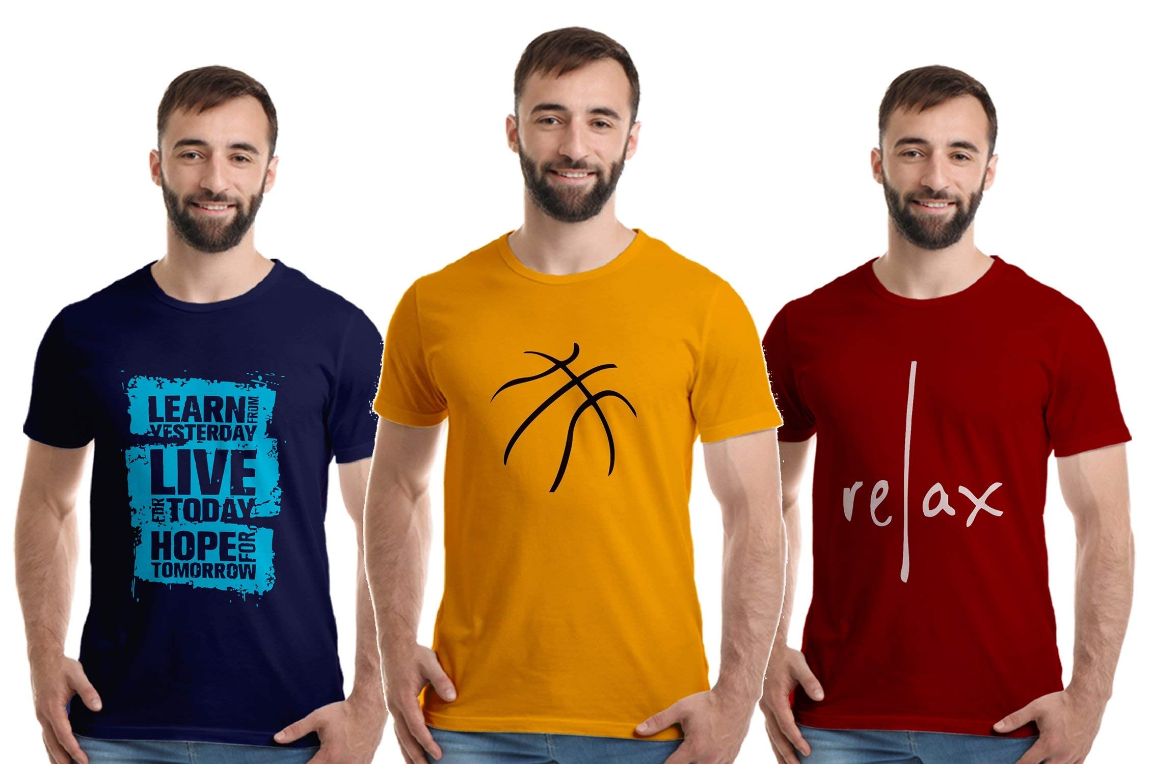 BoodbuckPrinted T Shirt for Men Combo Pack of 3