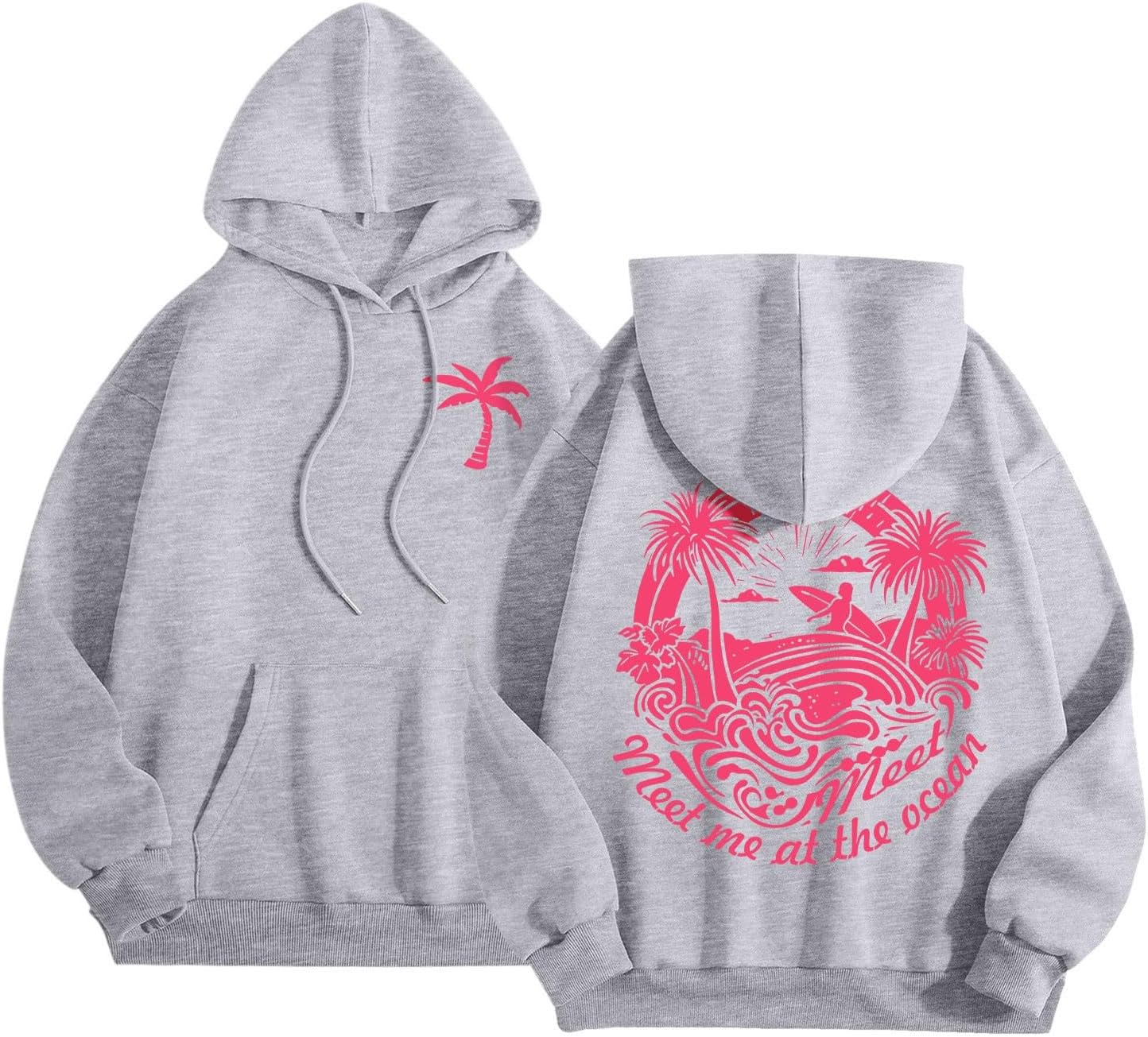 Pink Puff Graphic Hoodies for Teen Girls Kids Womens Cute Letter Print Casual Preppy Sweatshirts Oversized Long Sleeve Y2K Streetwear Tops Pullover