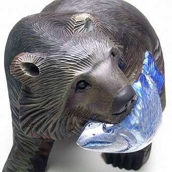 北海道　阿寒湖　熊　彫り物　置物 北海道 阿寒湖 木彫り 熊の置物 1981年 ビンテージ 彫刻