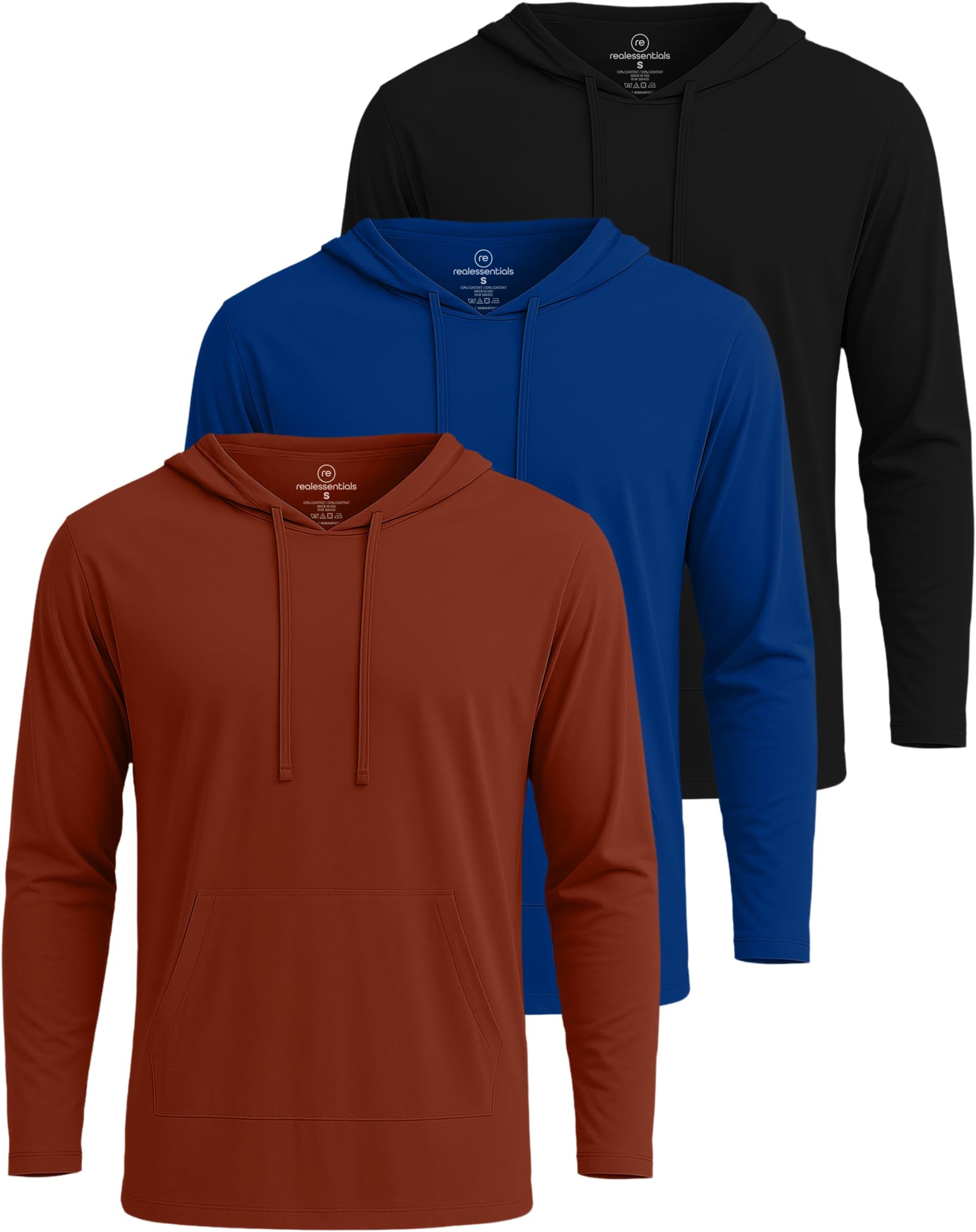 3 Pack: Men's Cotton Lightweight Casual Pullover Drawstring Hoodie With Pocket (Available In Big & Tall)