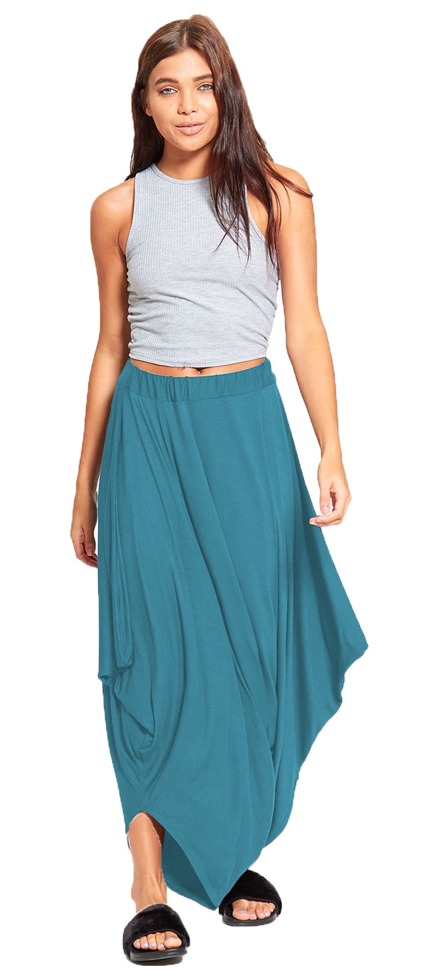 Candid Styles Womens Hareem Baggy Lagen Look Ali Baba Pants Stretch Trousers Leggings 8-26, S/M 8-10, Teal - Celebs Inspired Ladies Lagenlook Casualwear…
