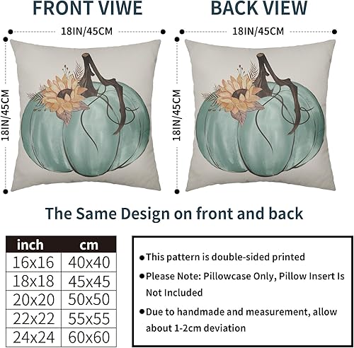 Miniatura 4 de Juego de 2 fundas de almohada de otoño de 18 x 18 pulgadas, diseño colorido de calabaza, girasol, vaca, para exteriores, para Acción de Gracias,