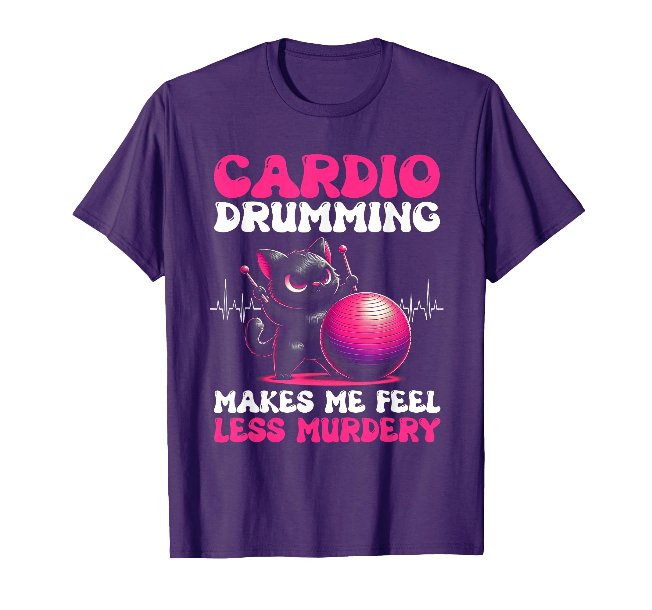 Drumming fitness cat Cardio drumming women T-Shirt