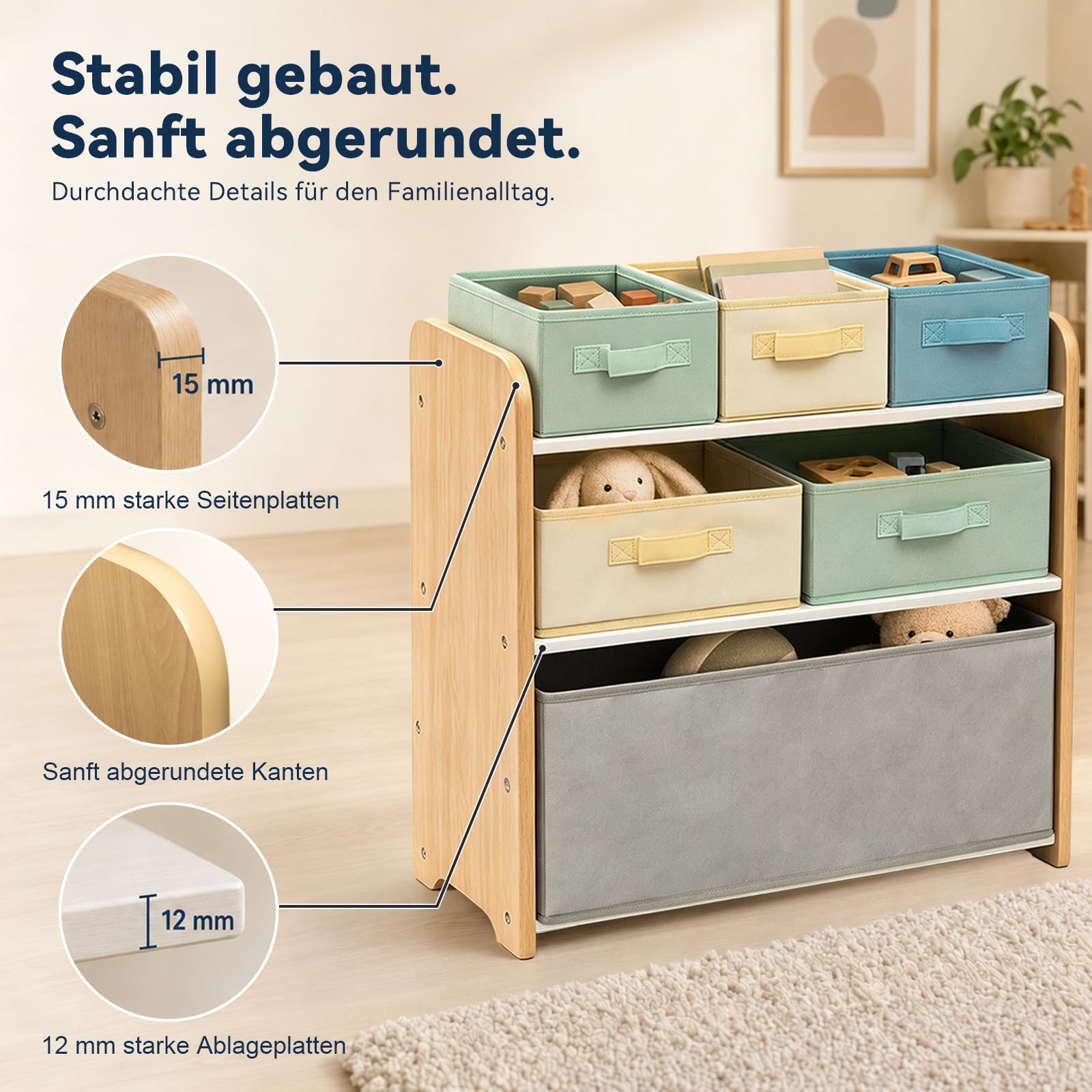 ALVIX Spielzeugregal mit 6 Aufbewahrungsboxen, Spielzeug Organizer