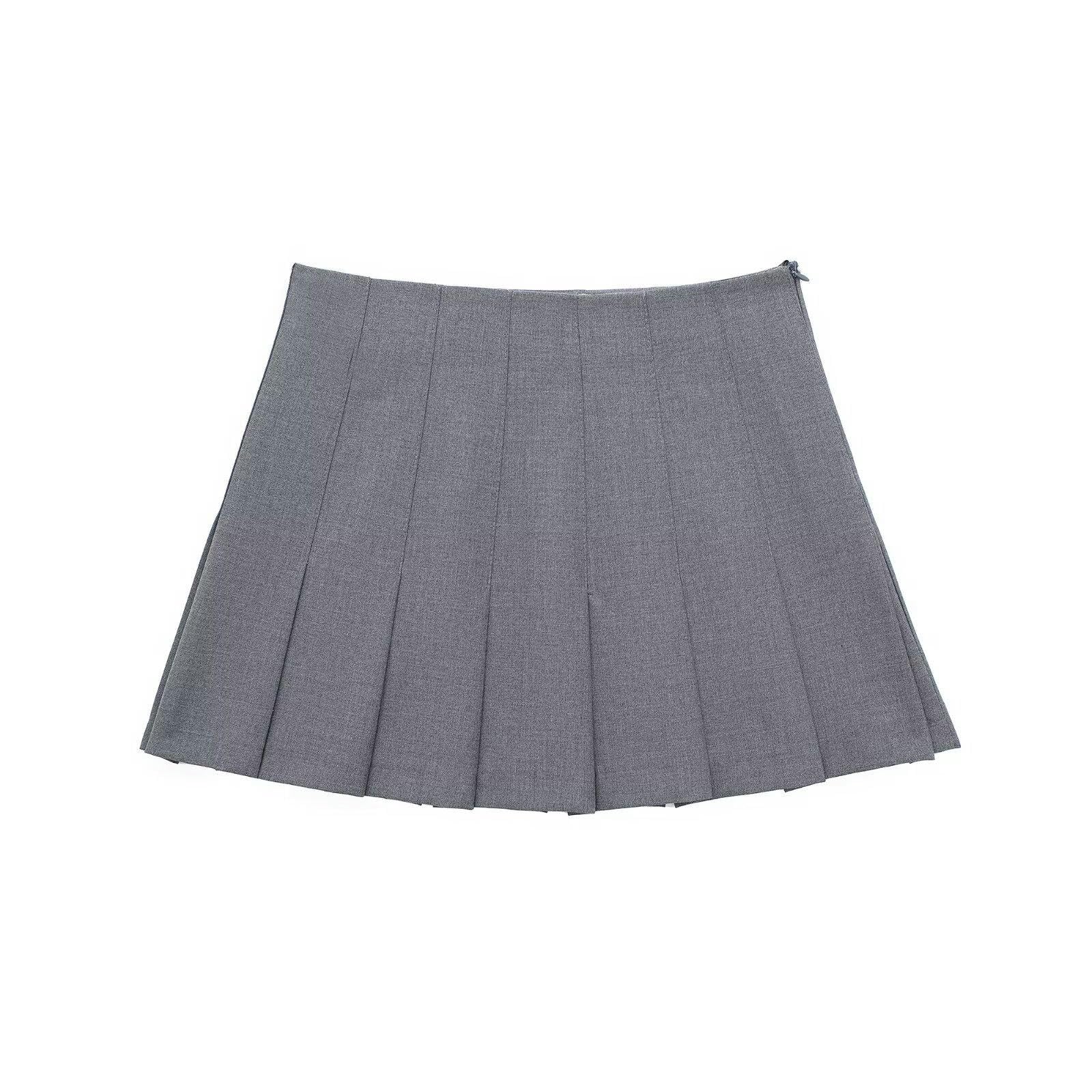 Mini-jupe plissée pour affiner la silhouette au printemps jupe grise taille M