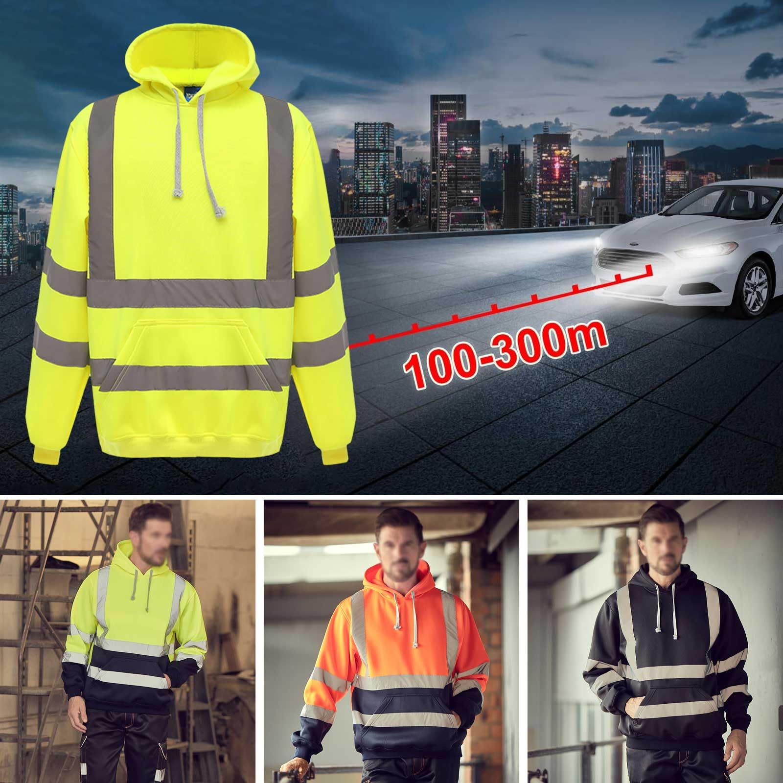 Spersonalizowana bluza z kapturem z nadrukiem Hi Vis High Vis dla mężczyzn odblaskowa bluza z kapturem o wysokiej widoczności sweter polar