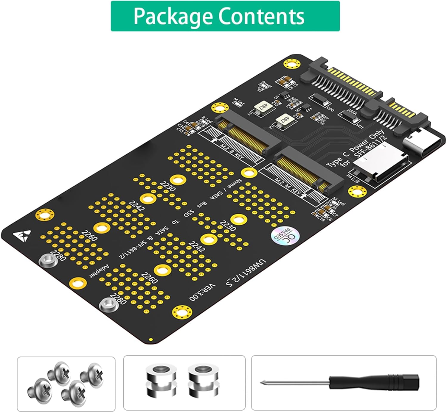 Lerpwige 2 in 1 SATA3 BKey to SATA3 と MKey to SFF8611 拡張カード