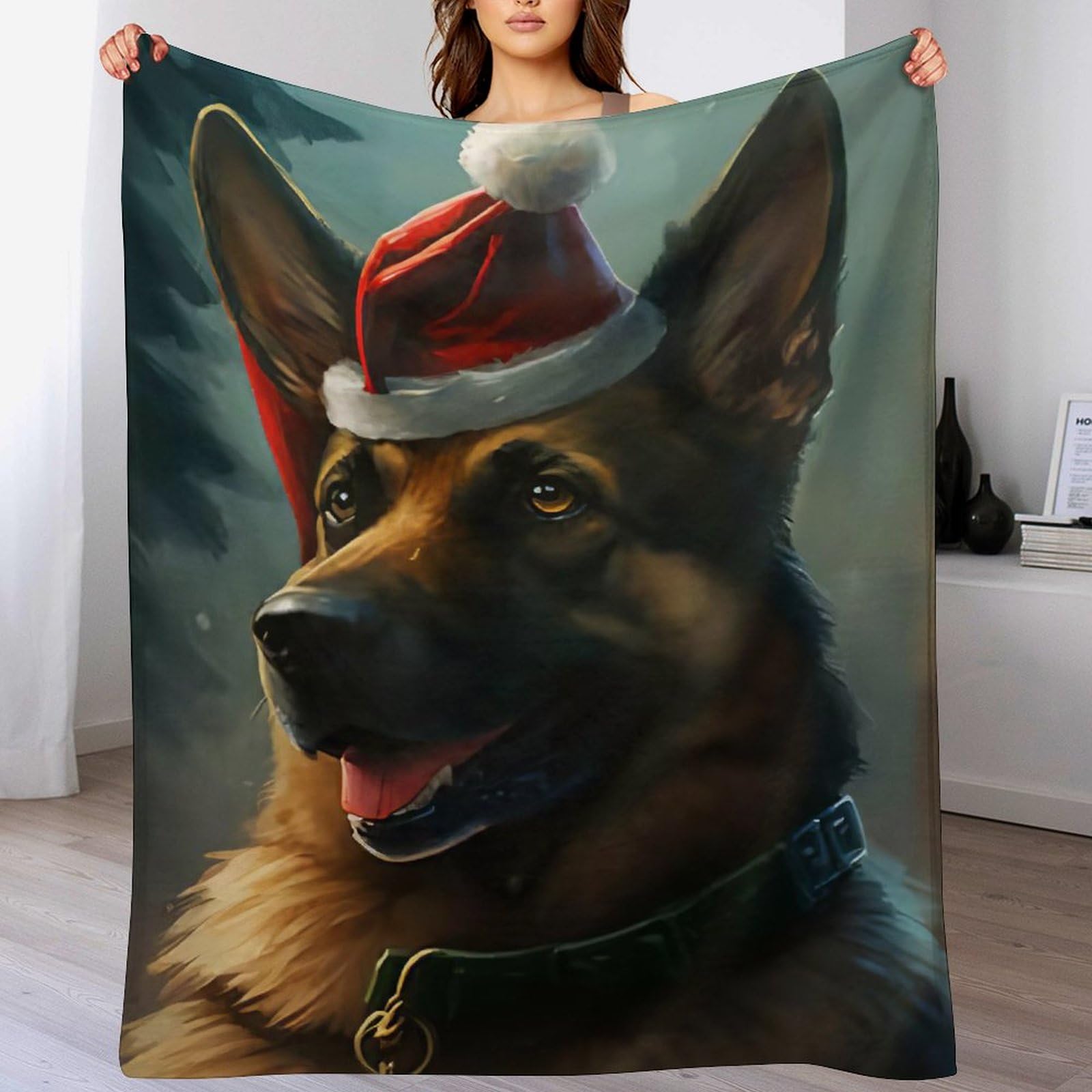 Couverture Berger Allemand polaire contre le froid plaid flannel chaud de lit