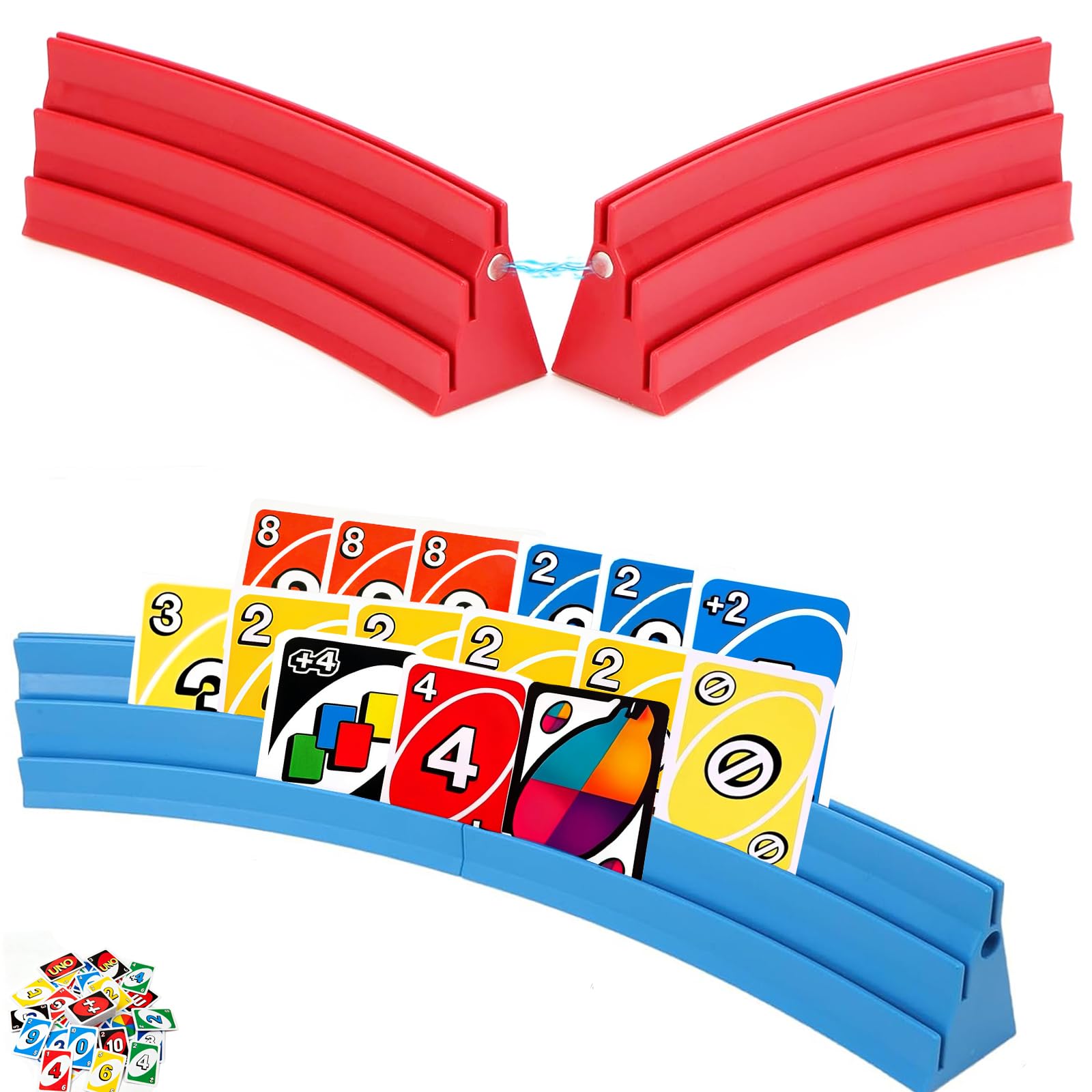 YWfuweng 4 Stück Kartenhalter Spielkarten, 3 Rampen Spielkartenhalter mit Magnetische,Freihändige Kartenhalter für Poker/UNO,Canasta,für Senioren Erwachsene und Kinder