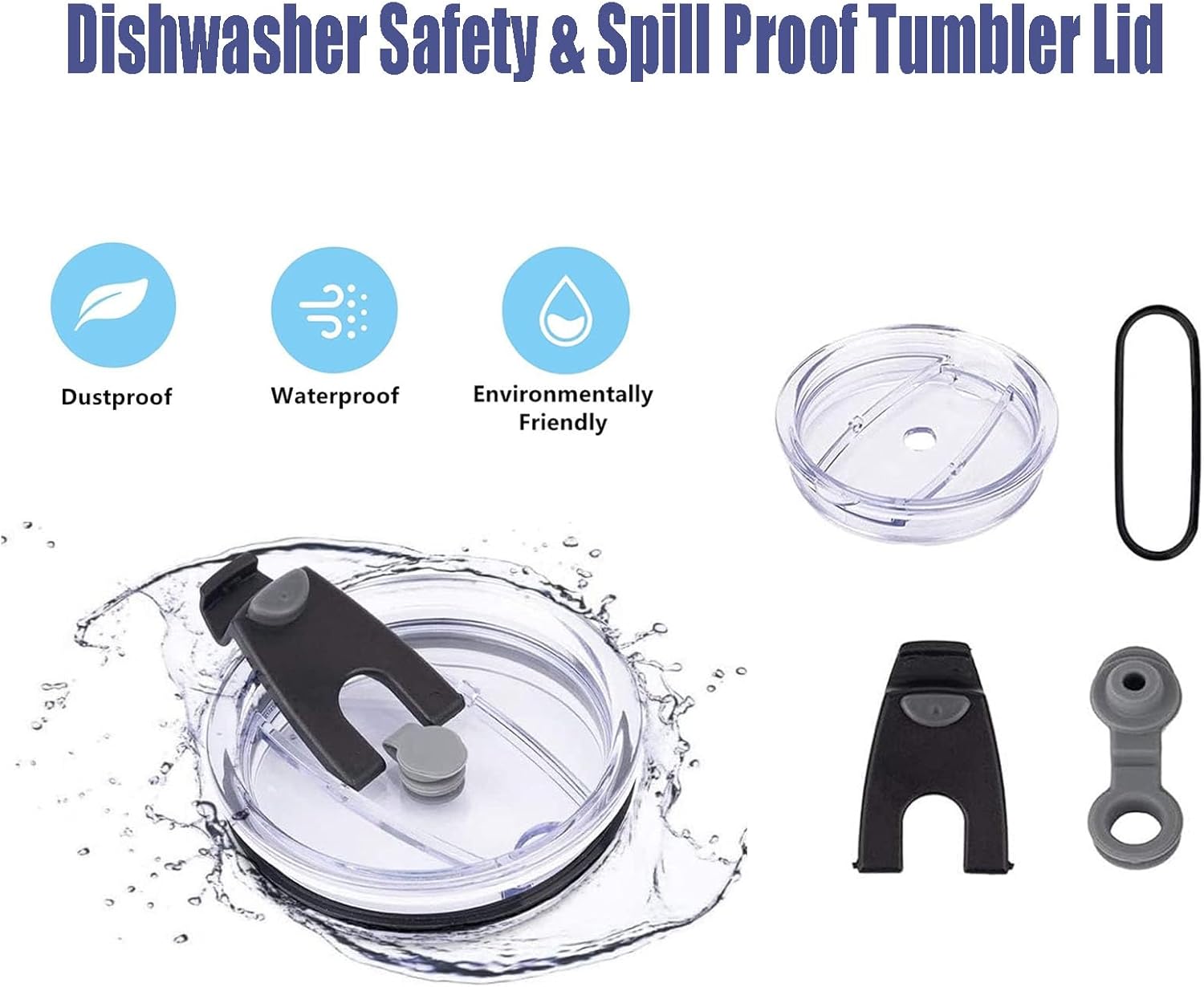 20 oz Tumbler Lids, 2 Pack Spillproof Splash Resistant Lid for Yeti,Beast,Juro,Ozark Trail,Atlin,Coffee Mug and More Cooler Cup,Covers for 20 Ounce Tumbler (Black, 20 OZ) - Image 4