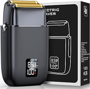 Electric Razor for Men Face, Electric Shavers for Men, Cordless Portable Rechargeable Waterproof Foil Shavers with LED Display, Three Speeds, Travel Lock for Face and Beard Trimmer (Black)