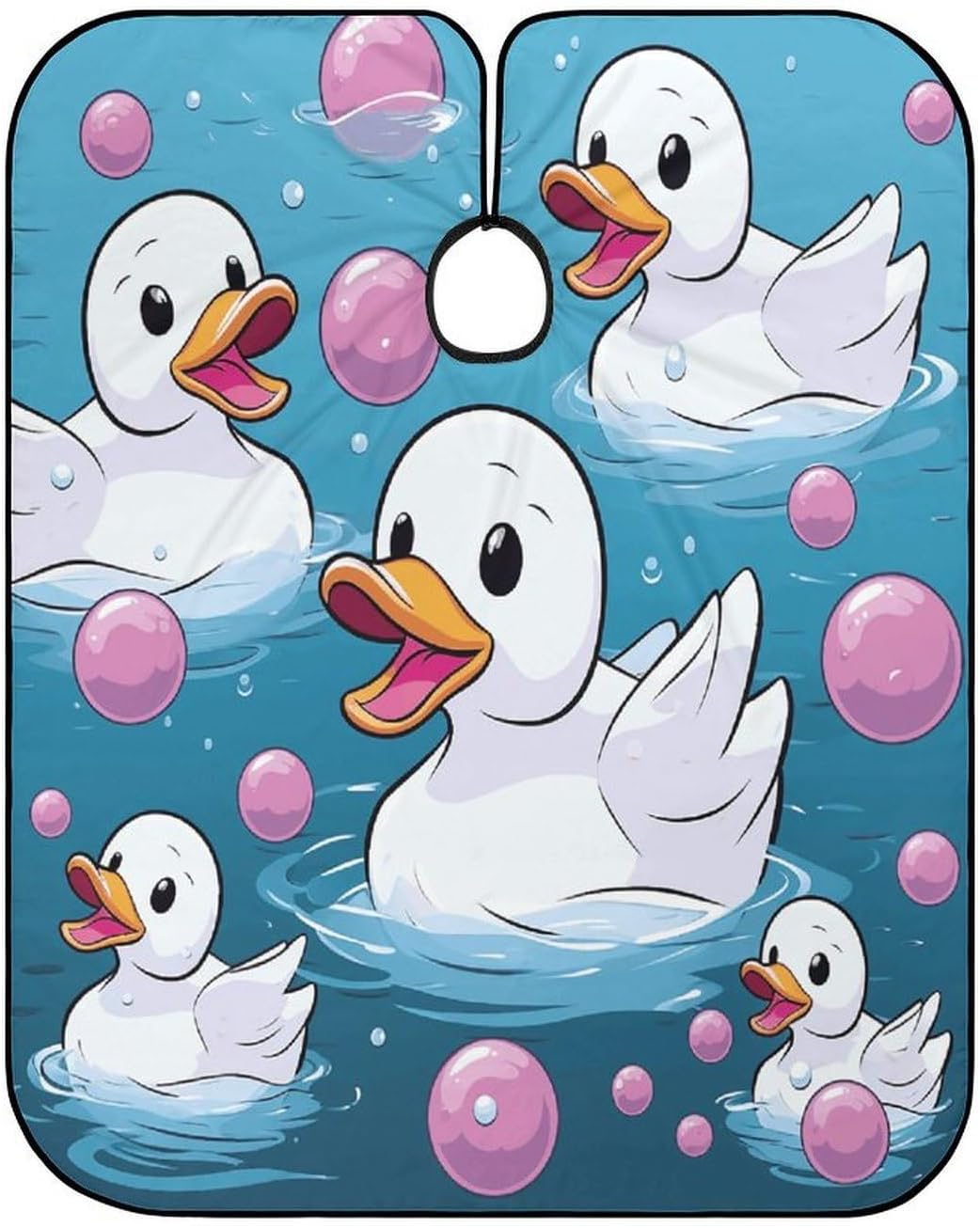 Bubbles And Duck Apron for Women Men,Barber Cape with Adjustable Snap Closure,Hair Cutting Cape,66.9 X 56.7 Inches for Hair Dye, Comb-out, Styling, Shampoo