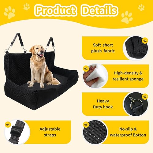 Miniatura 3 de Asiento de automóvil para perros grandes de menos de 100 libras o 2 perros medianos, cómoda cama para asiento trasero, totalmente desmontable y