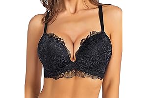 2 Cup Boost: Push Up Lace Bra Deep V Lift Up Underwire Support