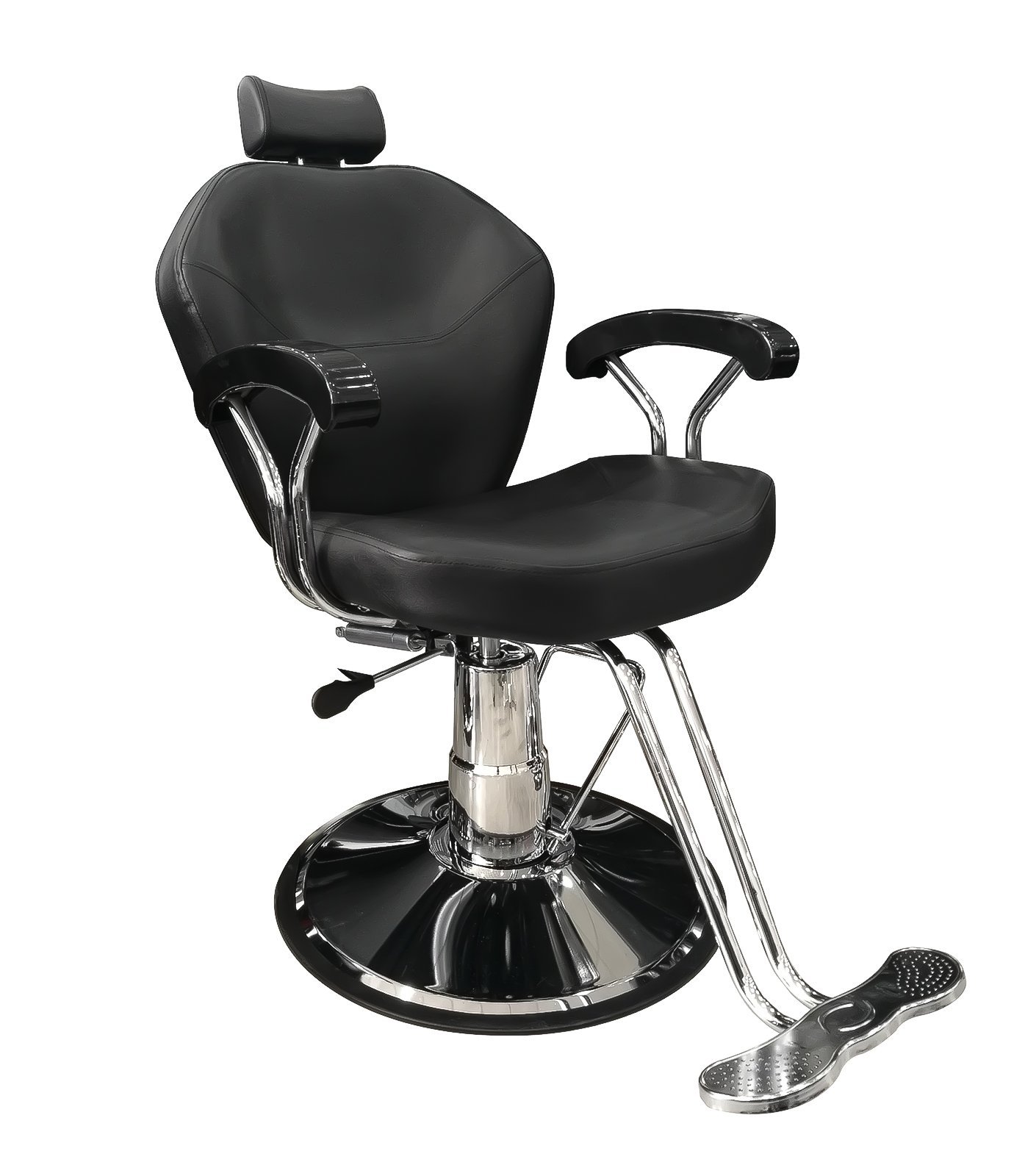 LOVECRAZY - Sillón Profesional de Peluquería, 360º Giratoria con Base Fijo y Apoyapies de Metal, Altura Regulable, Asiento Suave y Cómodo de Material Piel