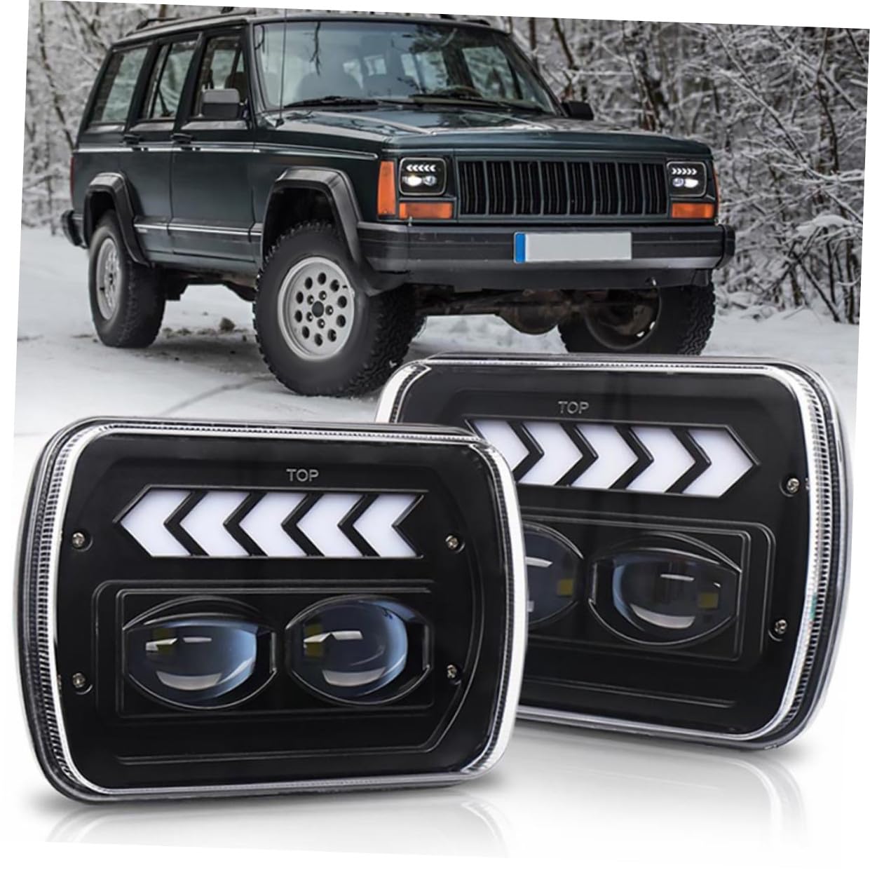 Faro Aluminio Aleación Suv Pulgadas 5x7 Par para LED 1 Negro