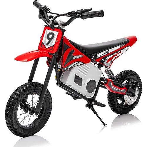 kerry yoo 36V 350W Electric Dirt Bike for Kids 8-14, Up to 16MPH Off-Road Electric Motorcycle with Explosion-Proof Tires, Twist Grip Throttle, Spring Suspension,Kids Ride On Dirtbike