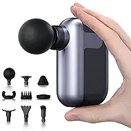 Mini Massage Gun with 10 Massage Heads, Percussion Deep Tissues Handheld Muscle Massager, 8mm Amplitude High-Intensity Massager Gun for Pain Relief for Office Gifts for Her, Home, Athletes