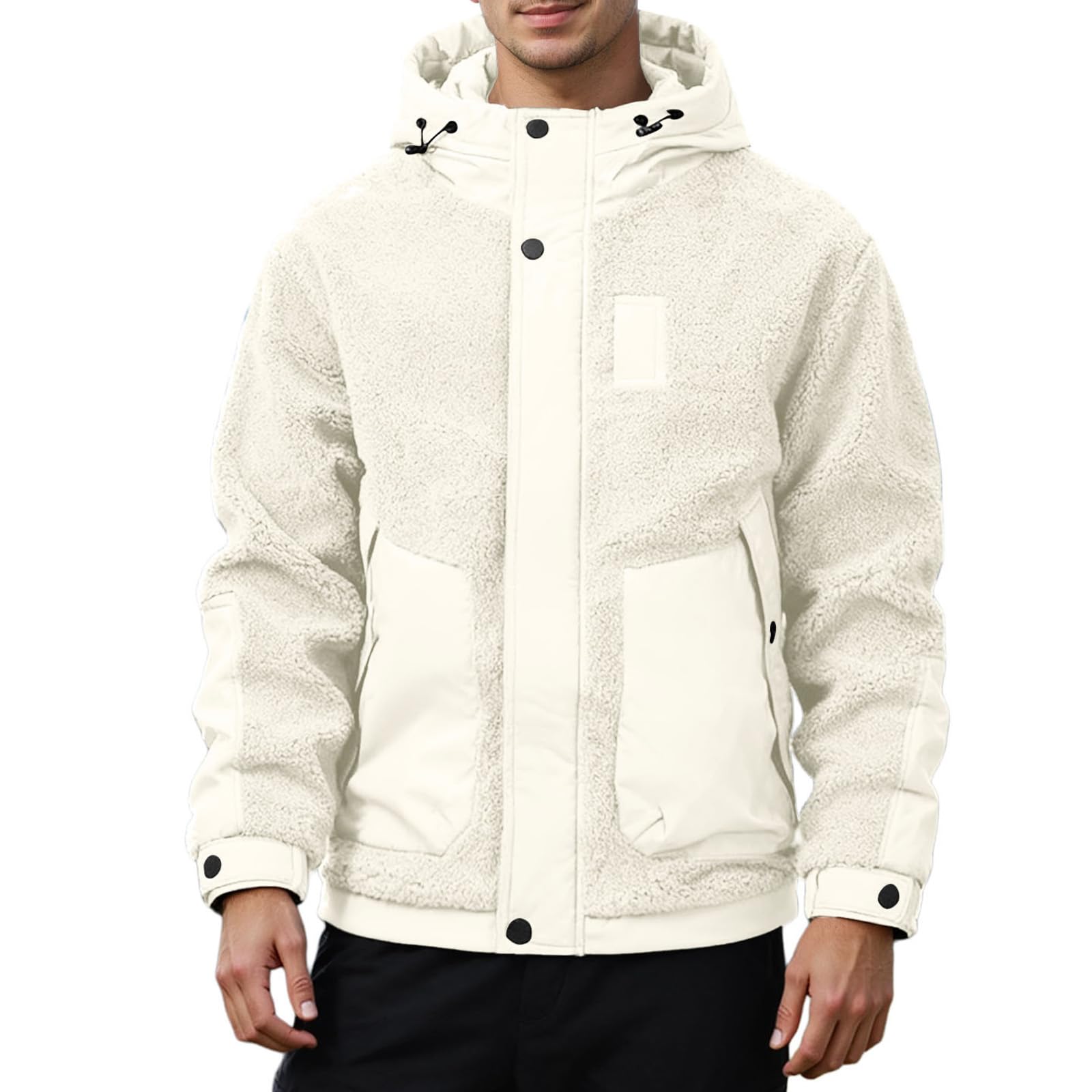 Fleecejacke Herren Outdoor Fleecejacken mit Kapuze Reißverschluss Teddy Jacke Dicker Stoff Wanderjacke für Herbst und Winter Softshelljacke Übergangsjacke für Wanderungen und Outdoor-Abenteuer