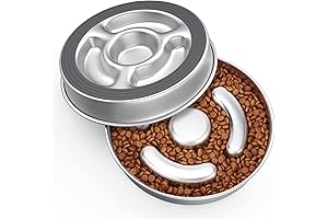 Slow Eater Dog Food Bowl Large: 4-Cup Stainless Steel Non-Slip Pet Bowl for Fast Eaters