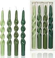 Vista 65 de Velas cónicas en espiral sin perfume, color blanco, 4 velas trenzadas de 7.5 pulgadas, hechas a mano, para cena, boda, decoración del hogar