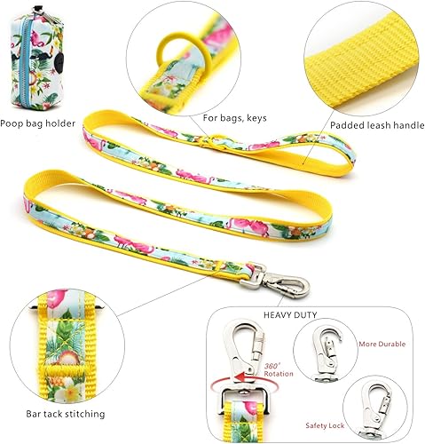 Miniatura 4 de Juego de arnés para perro, collar de correa de 5 pies, arnés reflectante ajustable sin tirones con bloqueo de seguridad, asa de fácil control, para