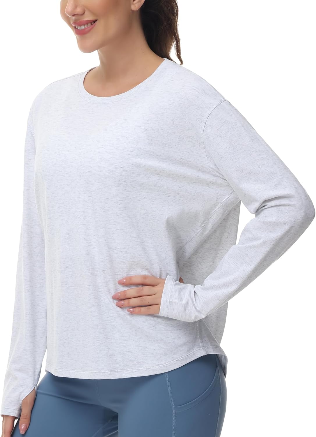 THE GYM PEOPLE Women's Long Sleeve Workout Shirts Back Loose Fit Running Tee Tops with Thumb Hole - Image 5