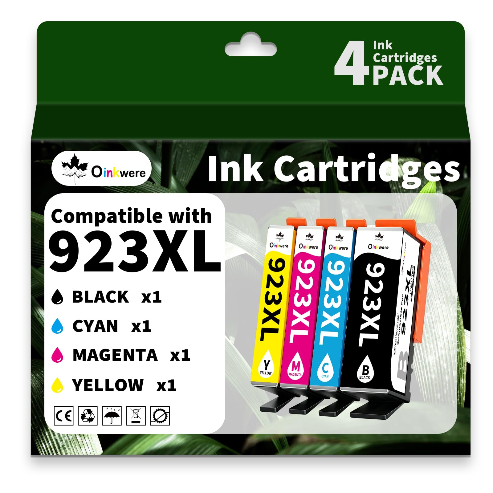 Photo 1 of OINKWERE Compatible Ink Cartridge Replacement for HP 923 923XL Ink cartridges Combo Pack 923 923e for HP Printer OfficeJet Pro 8130e 8135e 8139e 8125e 8138e 8122e 8120 8124e 8130 (4-Pack, High Yield)