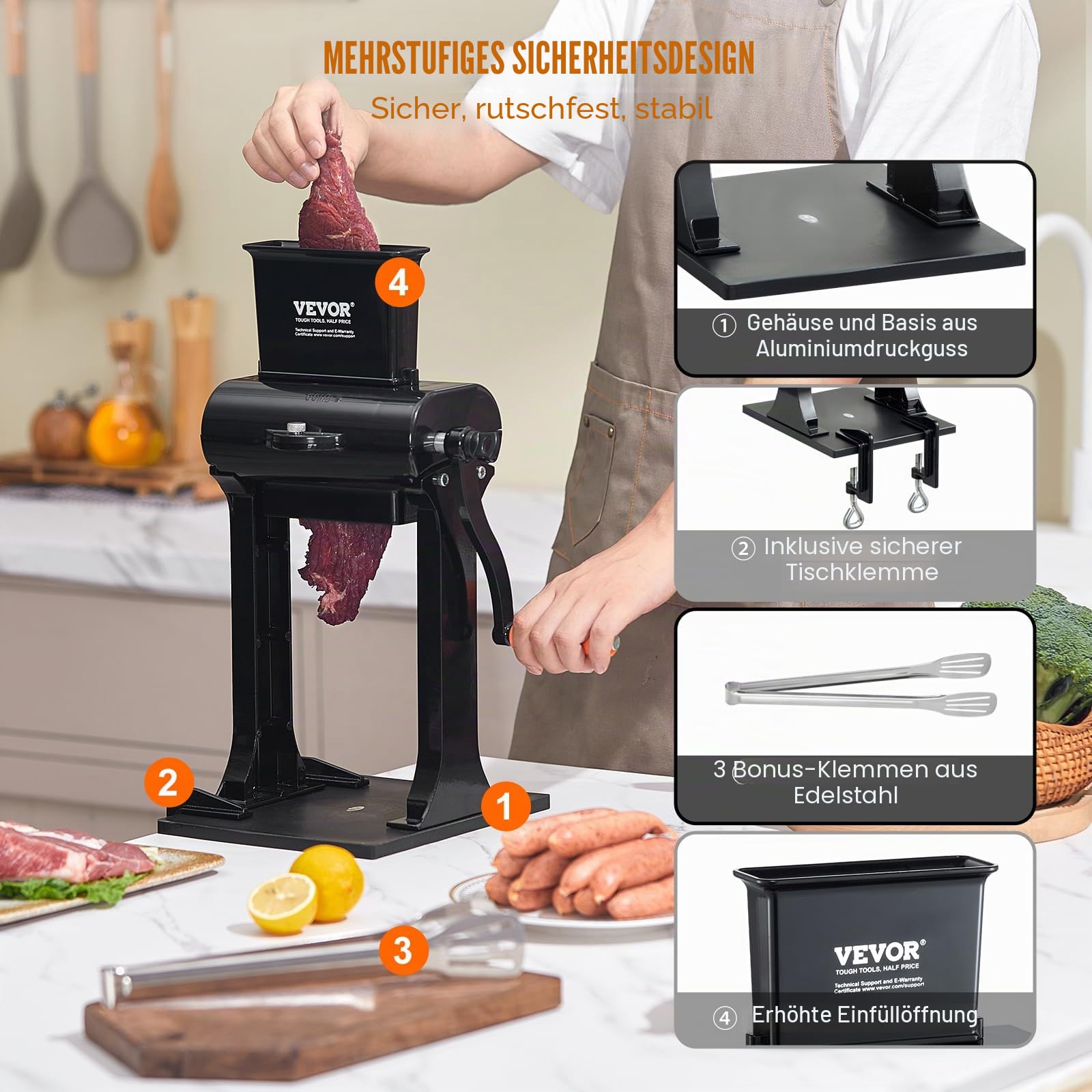 VEVOR Fleischzartmacher Maschine 445x300x245mm Fleisch Tenderizer Fleischklopfer Klingen aus 420 rostfreiem Stahl Steakklopfer für Hähnchen Rind Schwein Steak Küche Zuhause Restaurant Kochzubehör