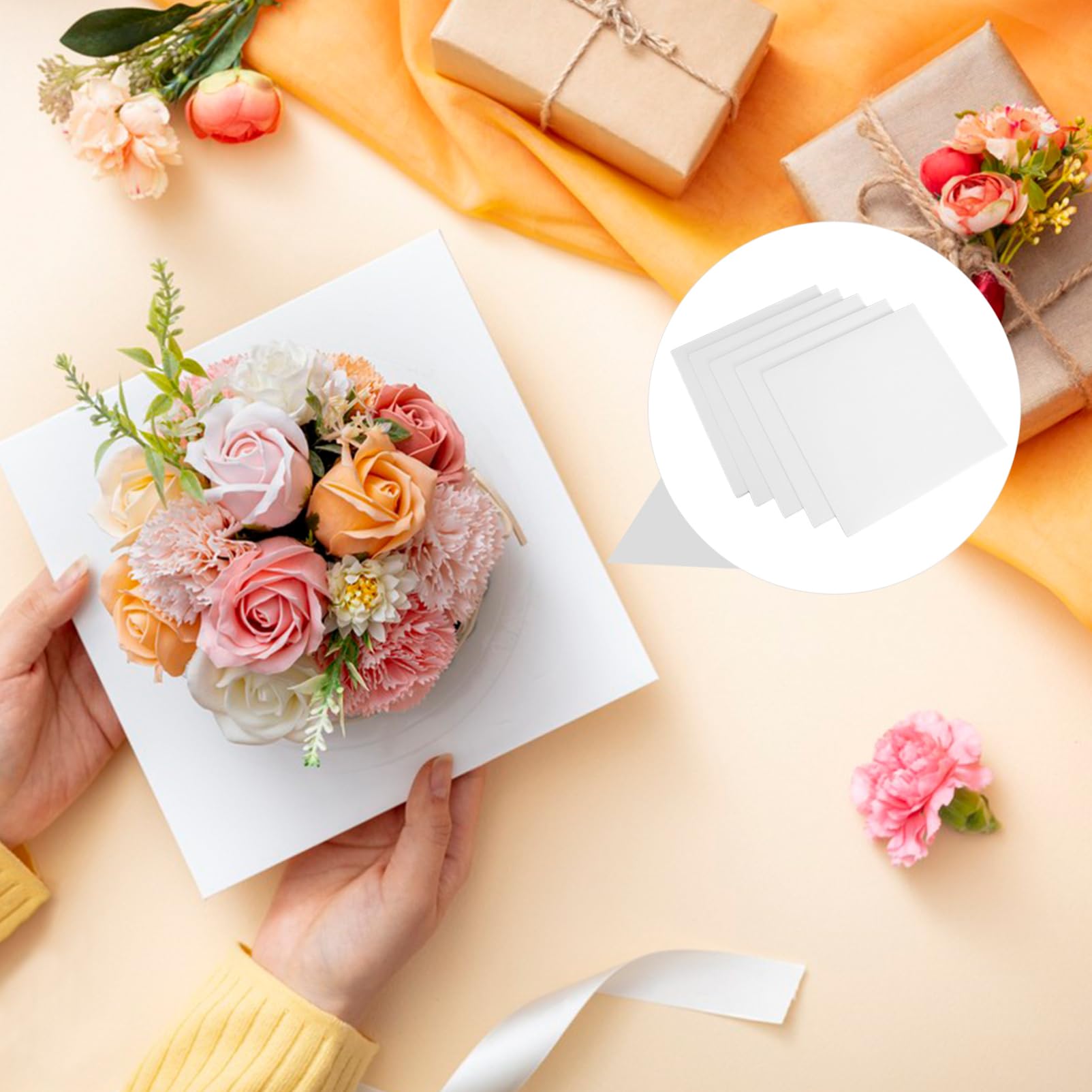 Socles Carton pour Gâteau Blancs x10, Épais, Forme Carrée, Robustes | Mariages, Fêtes, Surface Solide, Plateau de Desserts, Accessoires de Pâtisserie, Service Stable