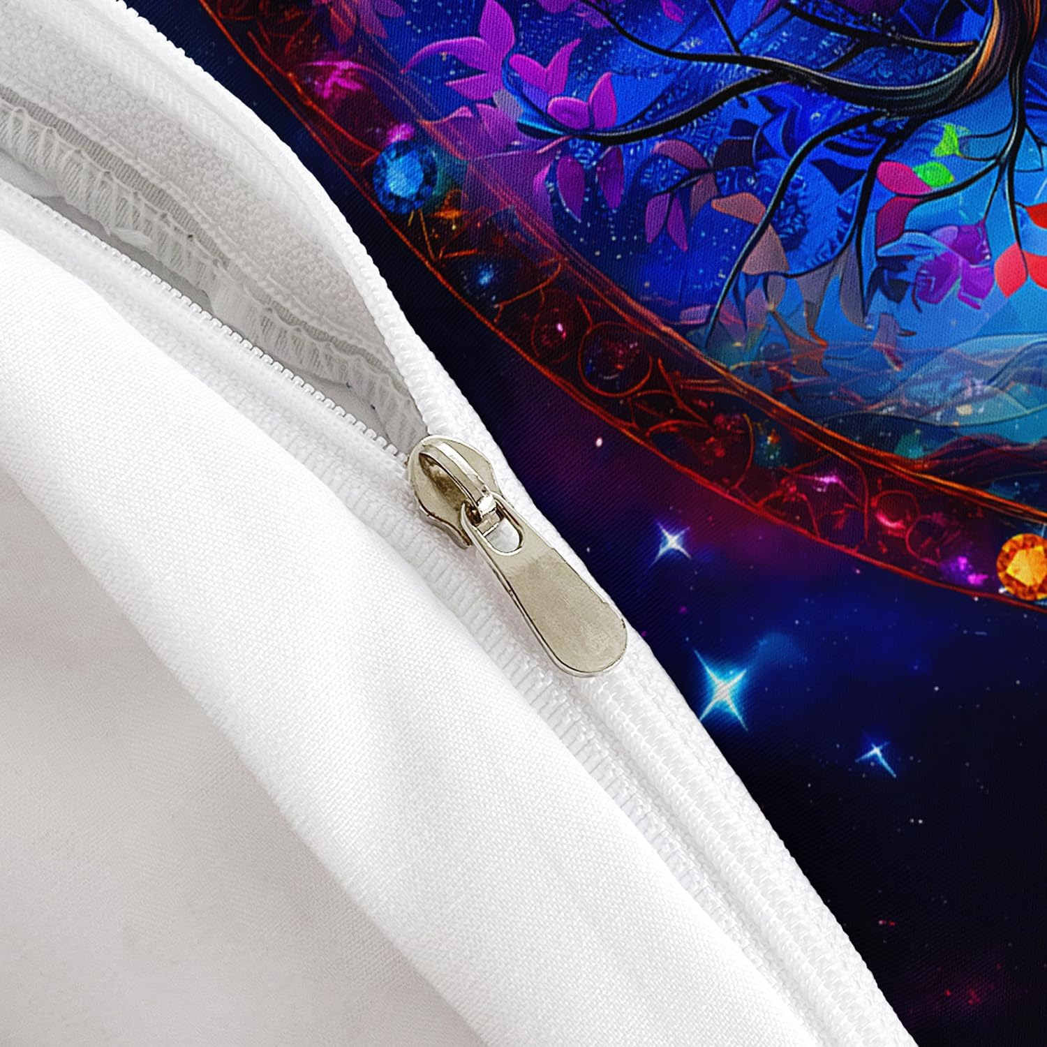 AILONEN Colorful Tree of Life Duvet Cover Set King Size, Colorful Tree Aesthetic Bedding Set for Adult,Women,Boho Starry Galaxy Aurora Comforter Cover,3-Pieces,1 Quilt Cover and 2 Pillowcases