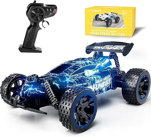 Miniatura 8 de Tecnock Coche de carreras a control remoto, auto de control remoto de alta velocidad de 2.4 GHz, 118 2WD de juguete para niños y niñas con dos