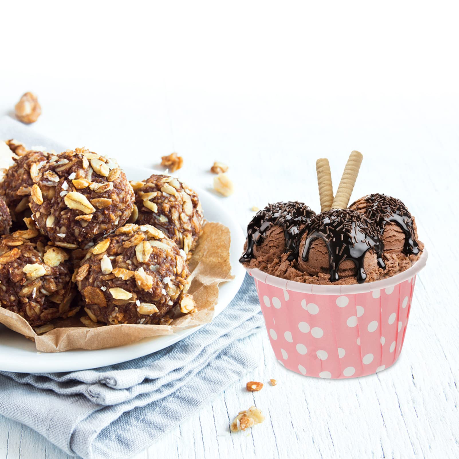 Gobelets à Crème Glacée En Papier, 50 Pièces, Gobelets à Yaourt