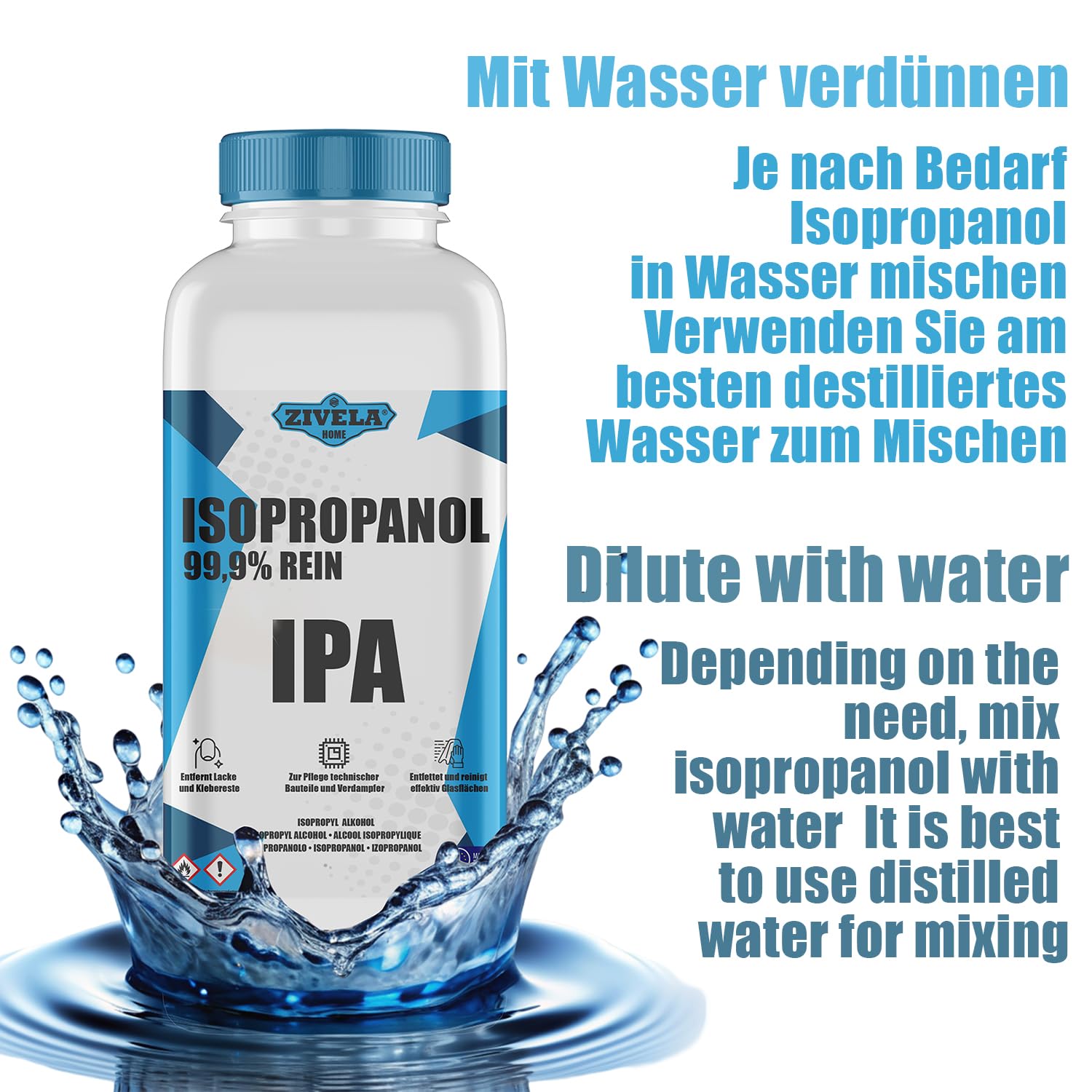 Isopropanol 99,9 % | 20 l isopropanol | IPA 20 l | Isopropanol pour la maison et l'électronique | Lentilles et écrans IPA