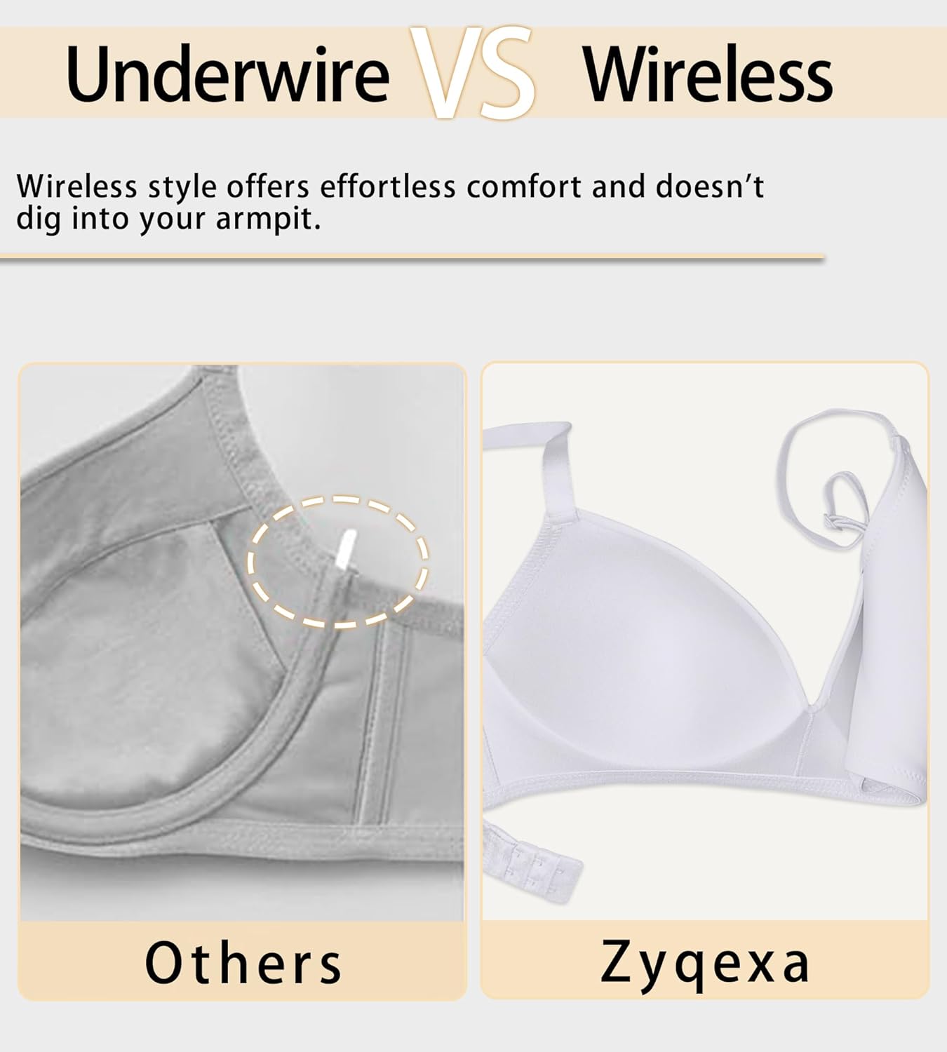 Seamless Wireless Bra for Women with Support - No Underwire Plunge Push Up Comfy Tshirt Bras Racerback Bralette - Image 5