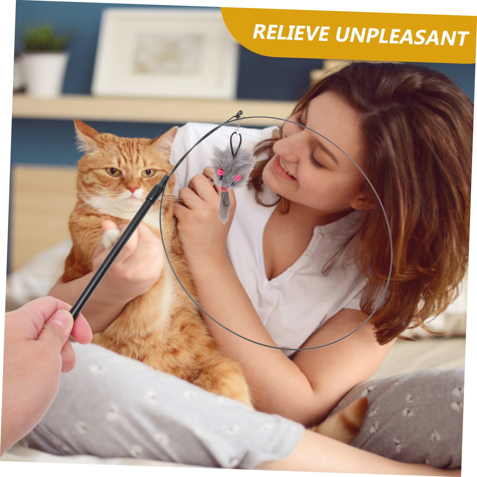 Happyyami Canne à Chat Interactive avec Ventouse Jouet Détachable pour Chats Intérieur Stimule Les Instincts De Chasse Et Renforce Le Lien avec Votre Animal