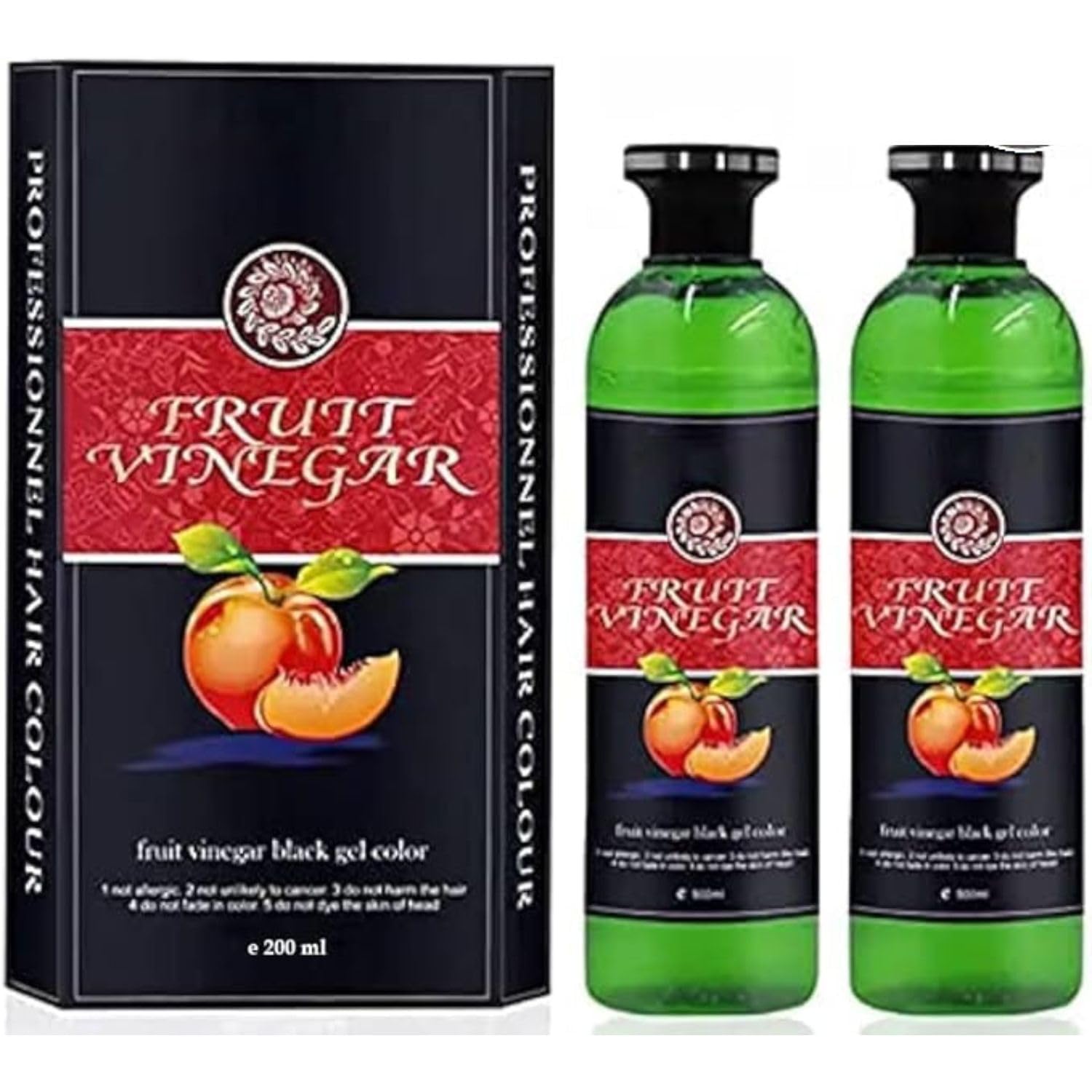 Qivela Fruit Vinegar Hair Dye β Natural, Ammonia-Free Black Hair Color for Men & Women | Nourishing Dual-Formula (100 ml * 2)