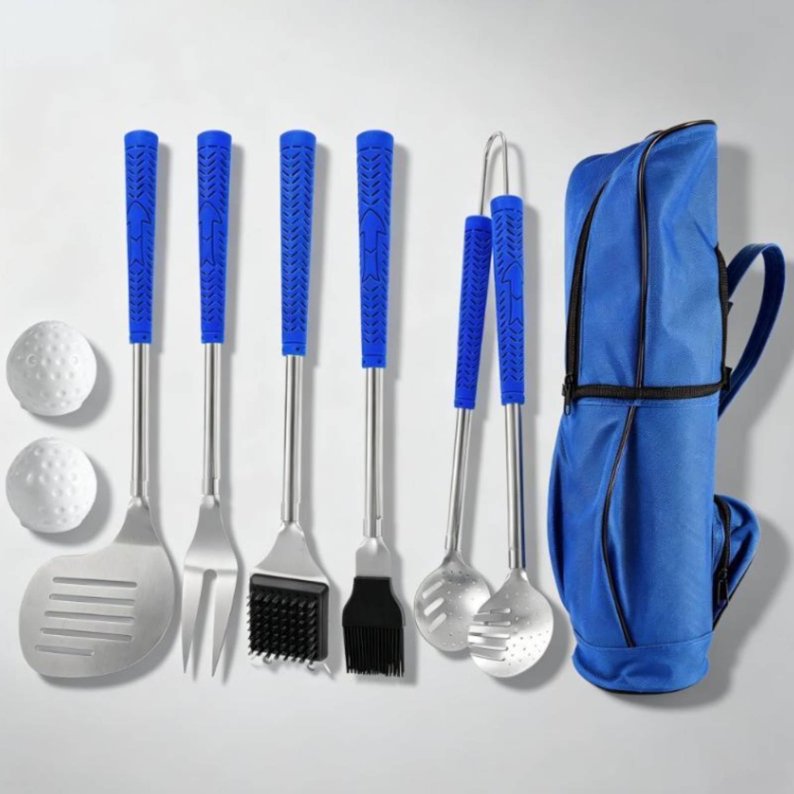 8 Stück Grillwerkzeug-Set mit Tragetasche Langstielig Grillbesteck-Set mit Tragetasche Edelstahl für Grill-Experte, Camping-Enthusiast, Grillvergnügen, Schwarz