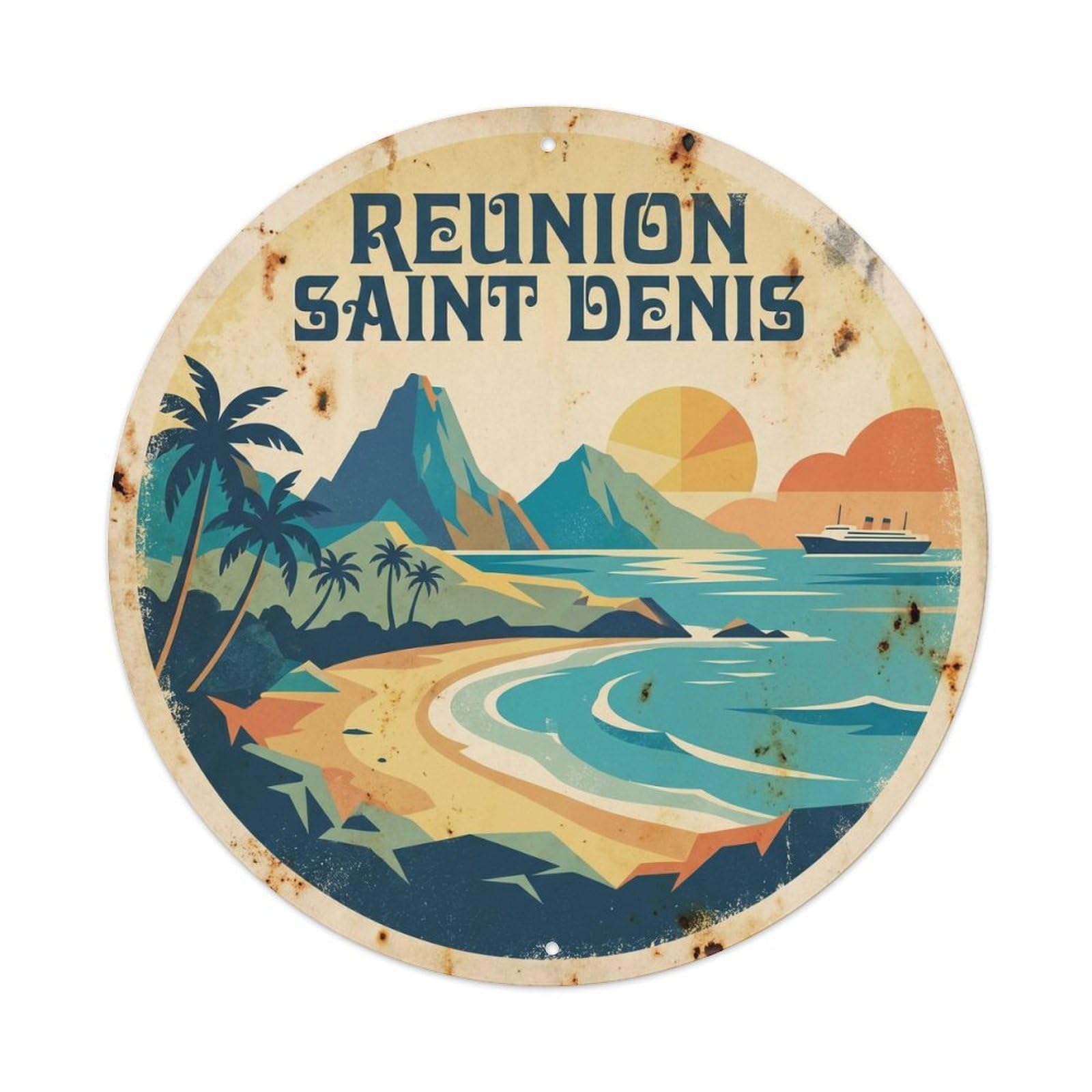 Reunion Saint Denis Atoll Resort Vintage Travel Metal Tin Sign